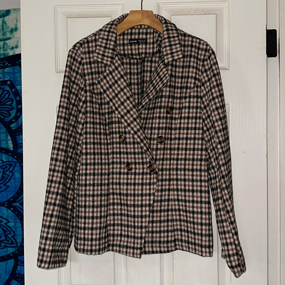 SHEIN Plaid Blazer XL